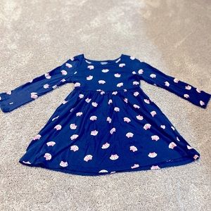 Navy girls dress with cute little pink and white foxes. Like new condition.